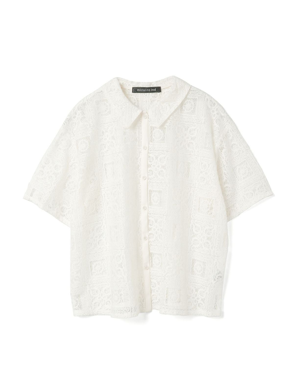 mizuiro ind レース半袖シャツ アイボリー mizuiro ind タイルレースシャツ｜ MARcourt ONLINE STORE