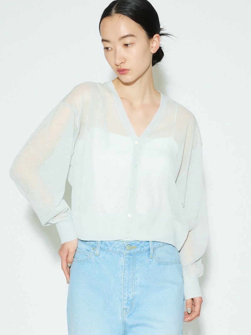 MIDIUMISOLID シアーVネックショートカーディガン