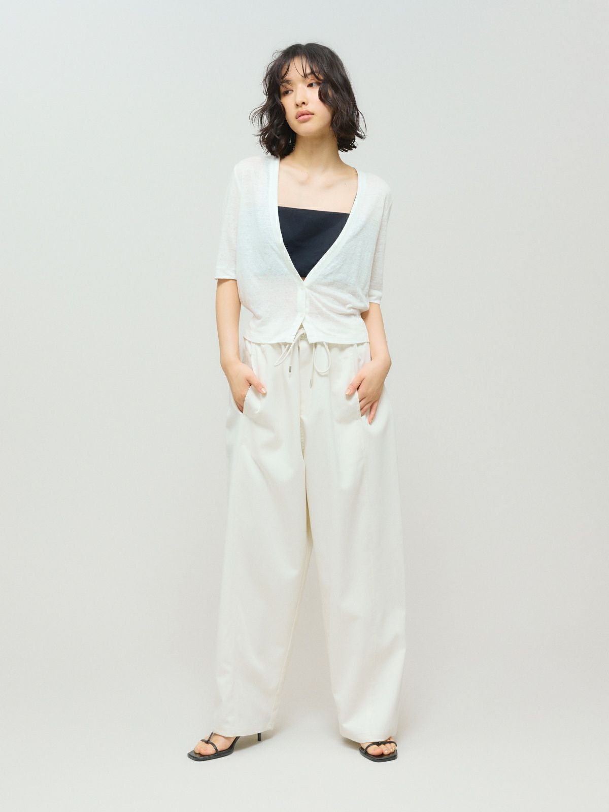 MIDIUMISOLID for Ladies ハーフスリーブコンパクトカーディガン[A