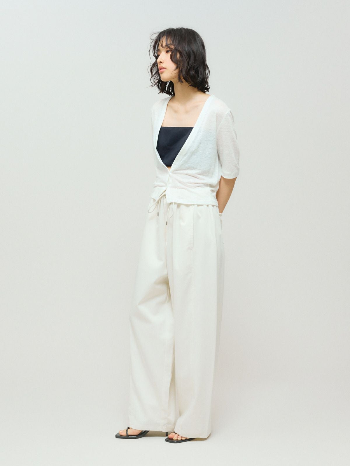 MIDIUMISOLID for Ladies ハーフスリーブコンパクトカーディガン[A