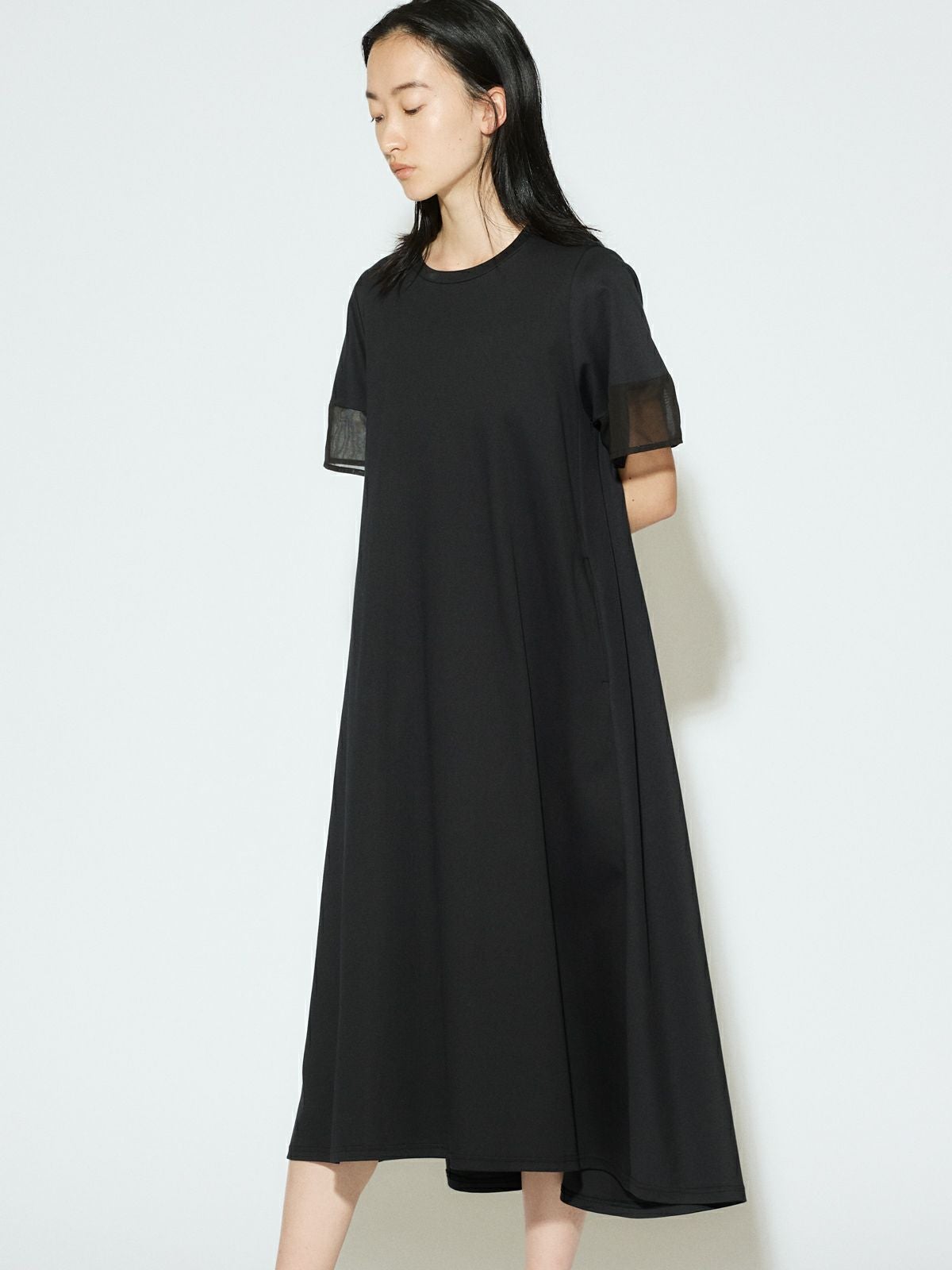 MIDIUMISOLID for Ladies スリーブスイッチングAラインワンピース[A