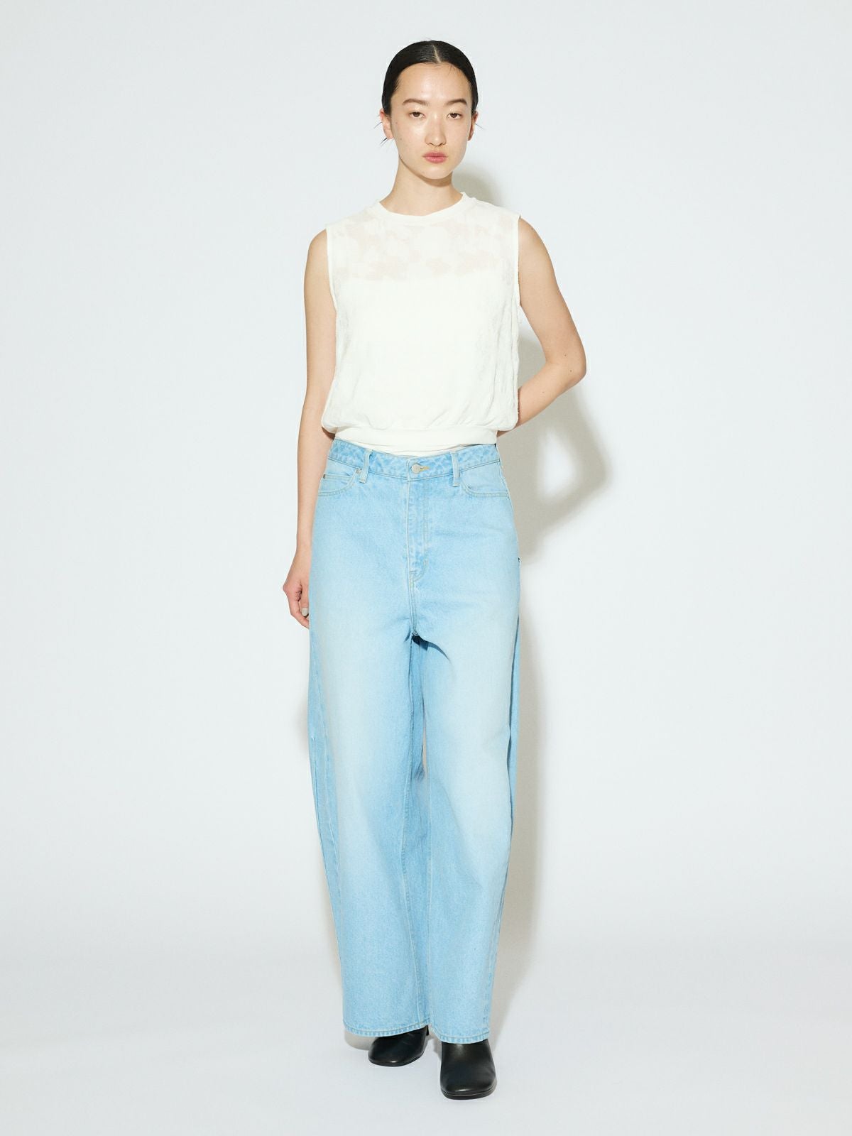 MIDIUMISOLID for Ladies ノースリーブカットジャガードレーストップス