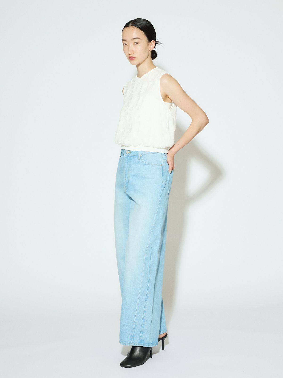 MIDIUMISOLID for Ladies ノースリーブカットジャガードレーストップス