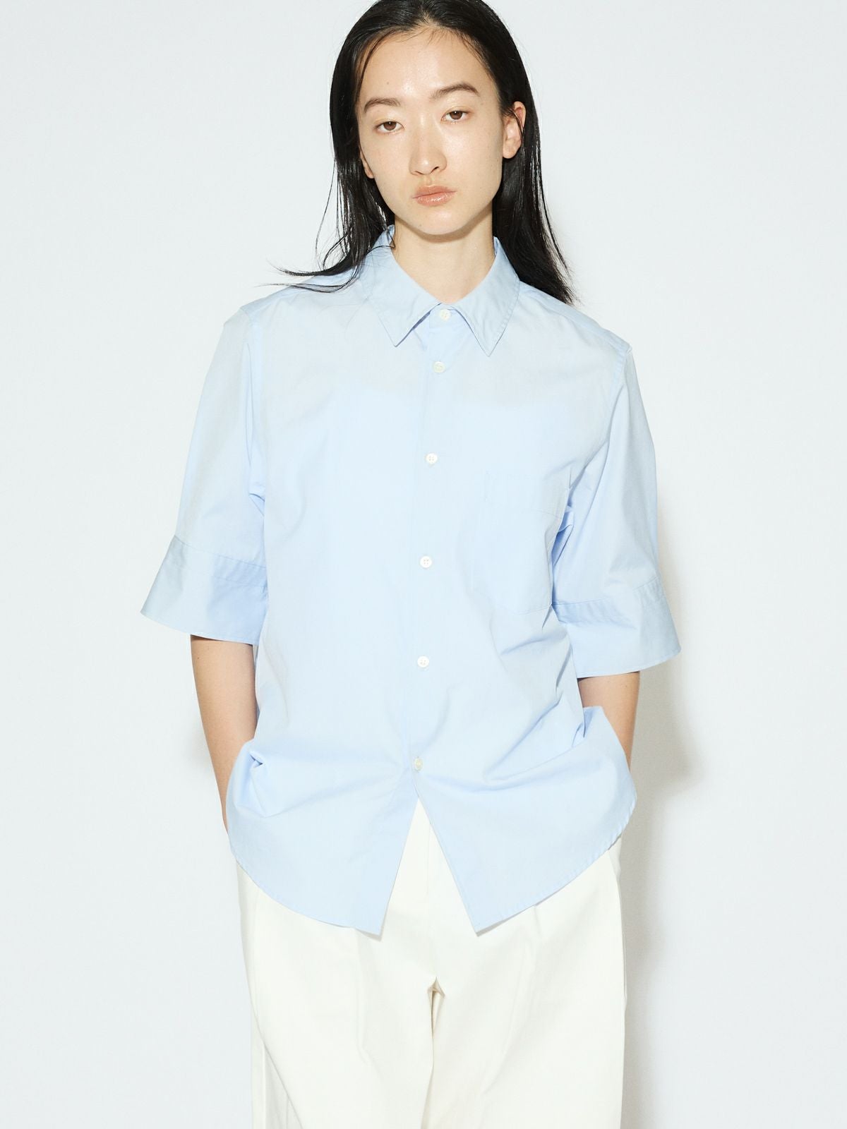 新品未使用※MIDIUMISOLID 半袖バルーンスリーブシャツ ホワイト MIDIUMISOLID for Ladies ハーフスリーブシャツ[A]｜ MARcourt ONLINE
