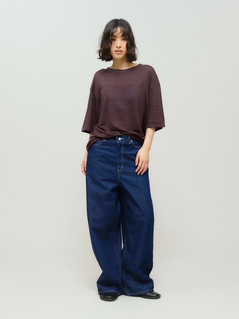 MIDIUMISOLID バレルレッグワイドデニム ネイビー