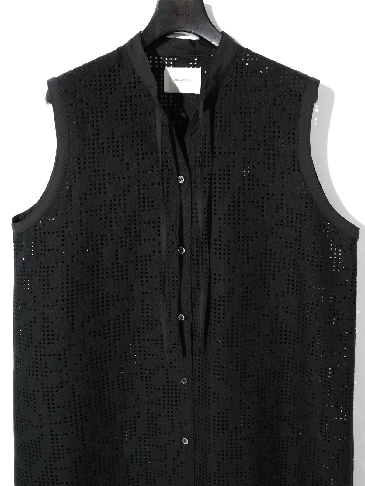 エルマノシェルビーノ ノースリーブカットソー レース 42 黒 ブラック エルマノシェルビーノ ERMANNO SCERVINO ノースリーブカットソー