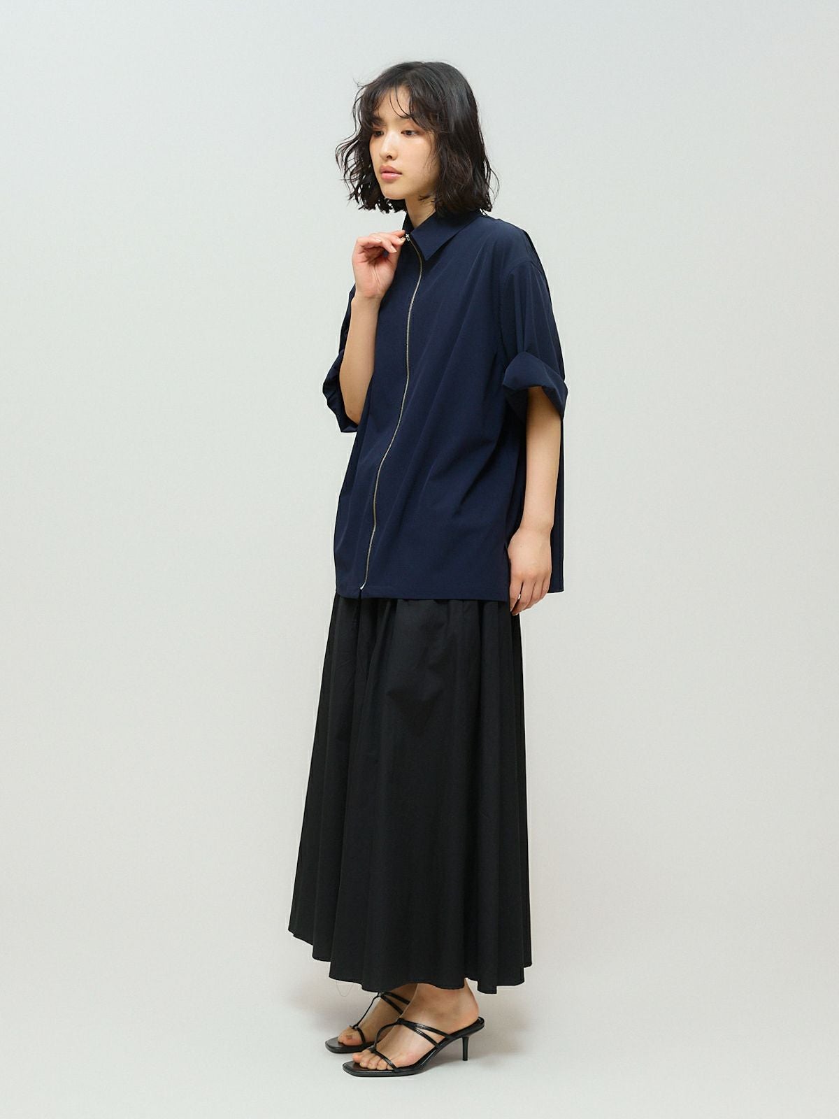 MIDIUMISOLID for Ladies タックギャザーボリュームスカート[A