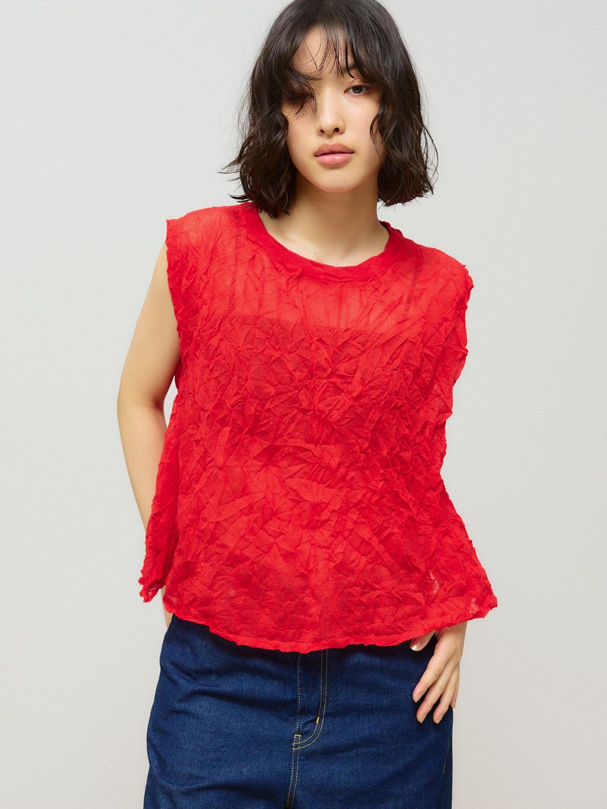 MIDIUMISOLID for Ladies シアーワッシャーベスト[A]｜ MARcourt