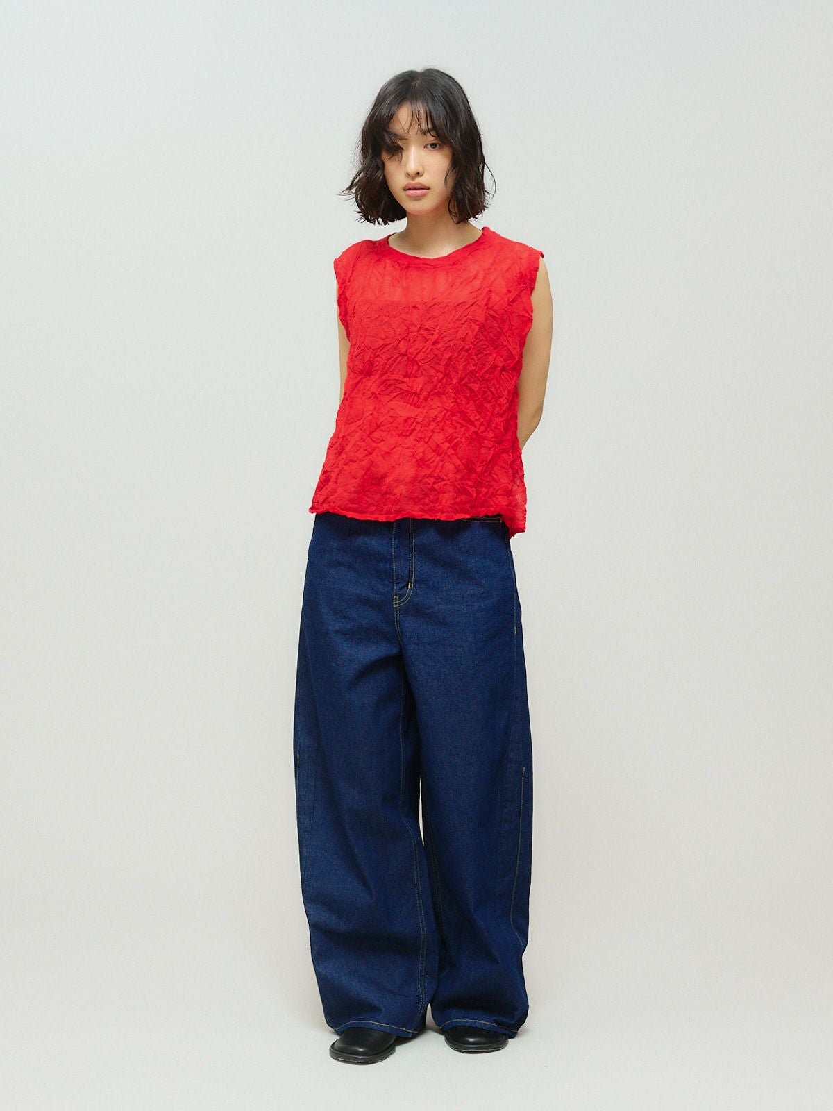 MIDIUMISOLID for Ladies シアーワッシャーベスト[A]｜ MARcourt