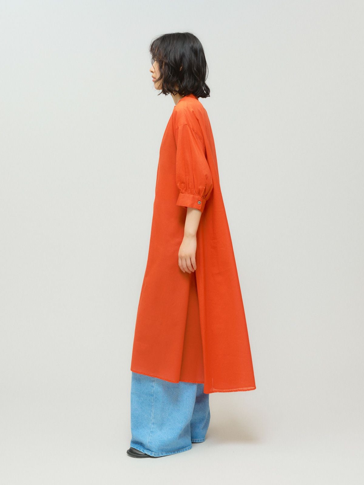 MIDIUMISOLID for Ladies スタンドカラースキッパーワンピース[A