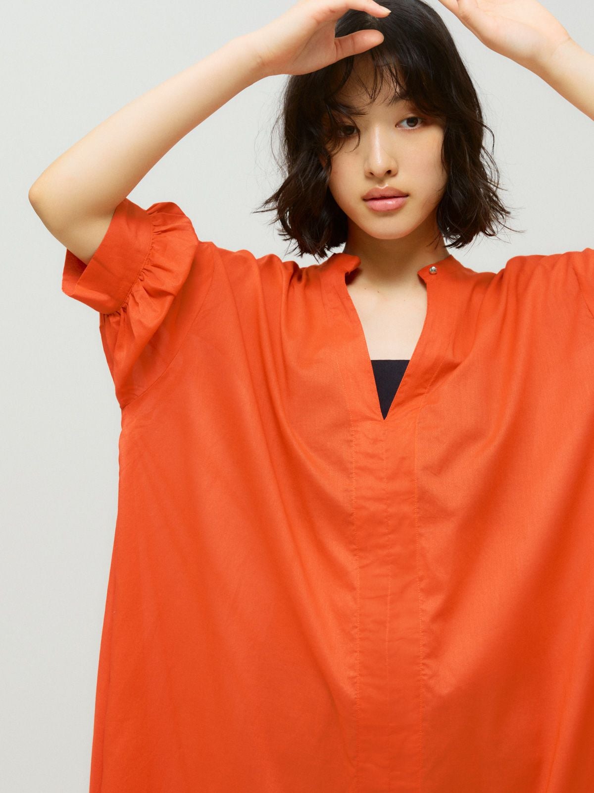 MIDIUMISOLID for Ladies スタンドカラースキッパーワンピース[A