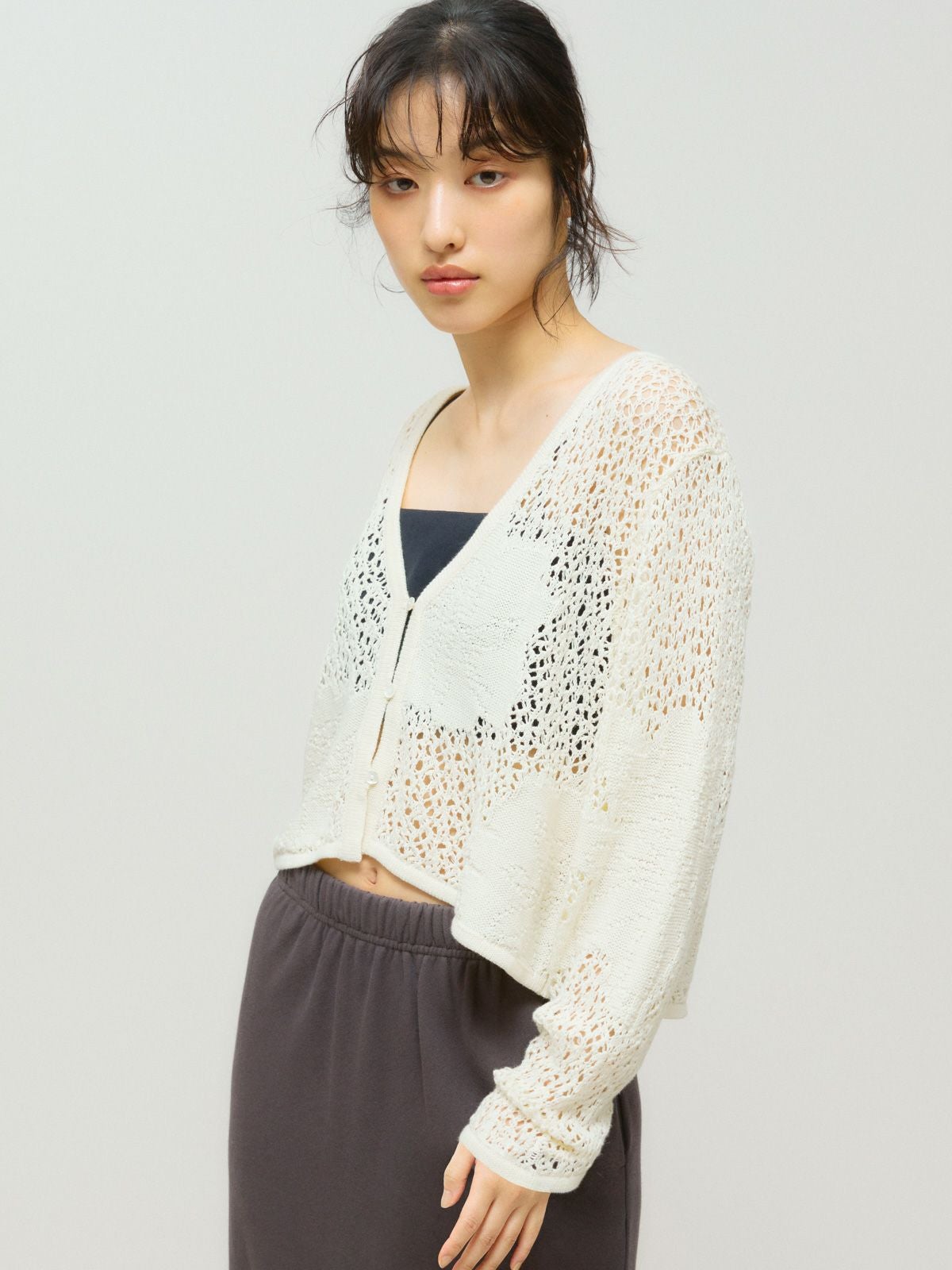 MIDIUMISOLID for Ladies レースメッシュカーディガン｜ MARcourt