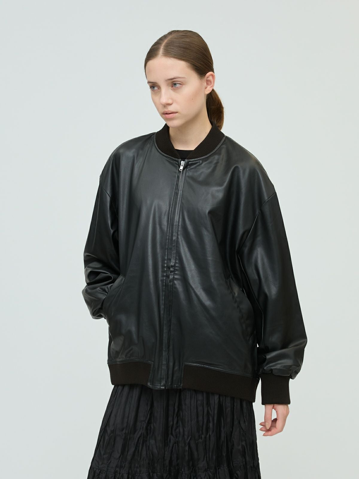 mizuiro ind シンセティックレザージップブルゾン｜ MARcourt ONLINE