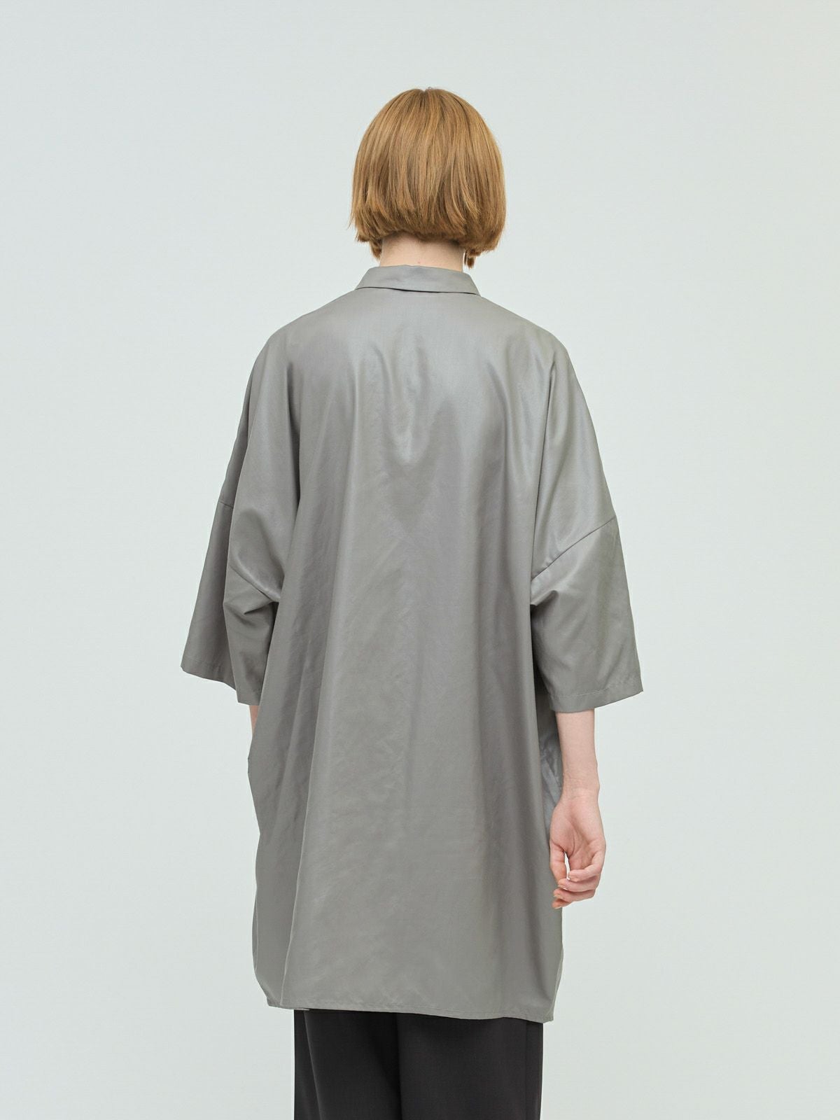 mizuiro ind グロッシーワイドハーフスリーブシャツワンピース