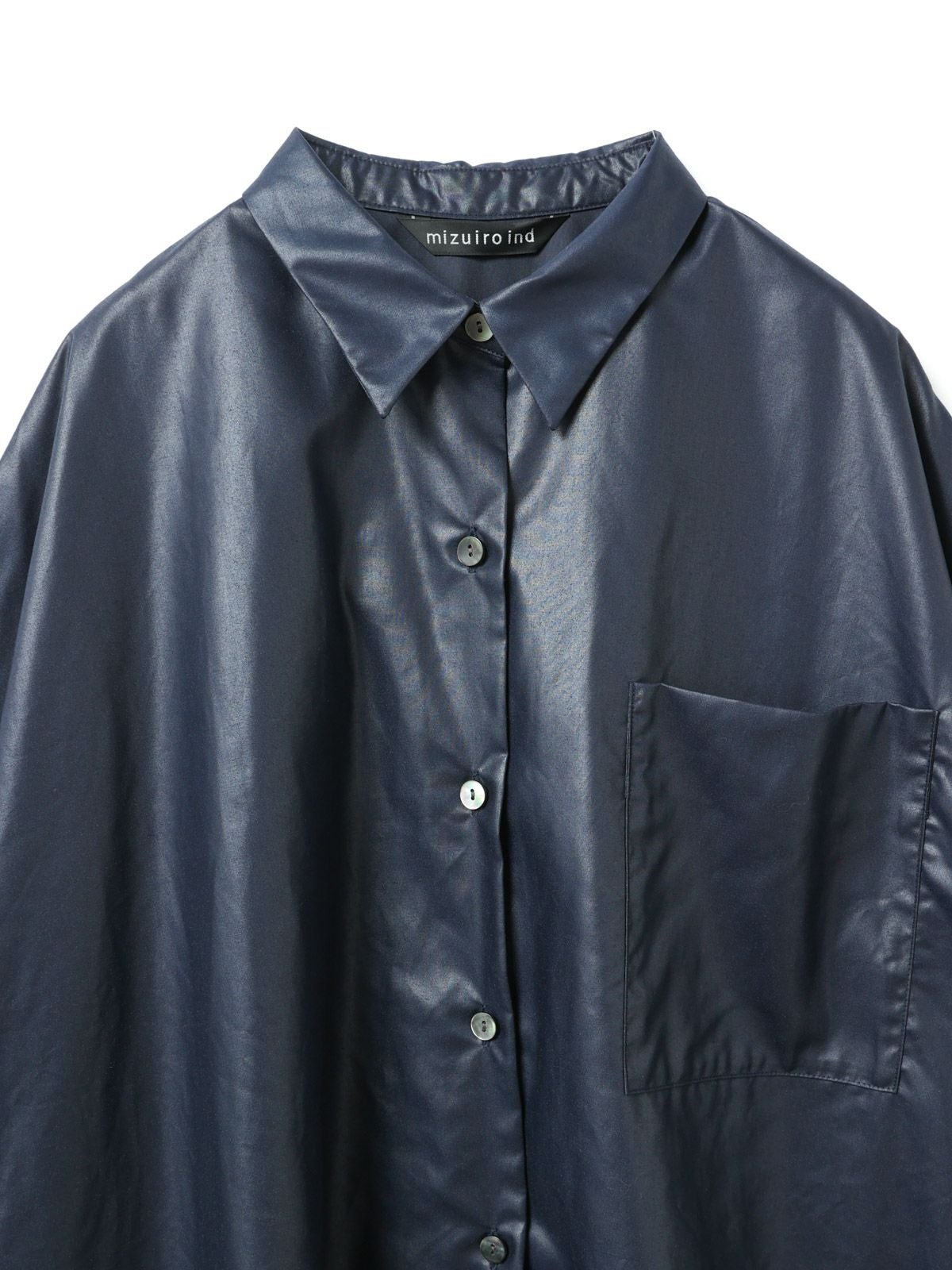 mizuiro ind グロッシーワイドハーフスリーブシャツワンピース