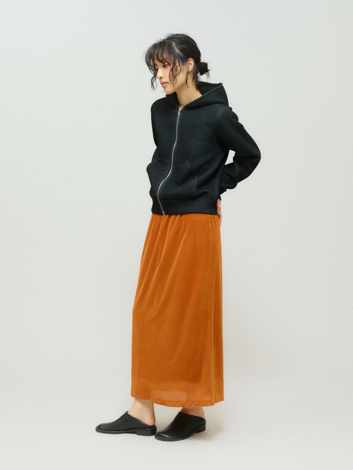 MIDIUMISOLID for Ladies シアーダブルニットジップパーカー