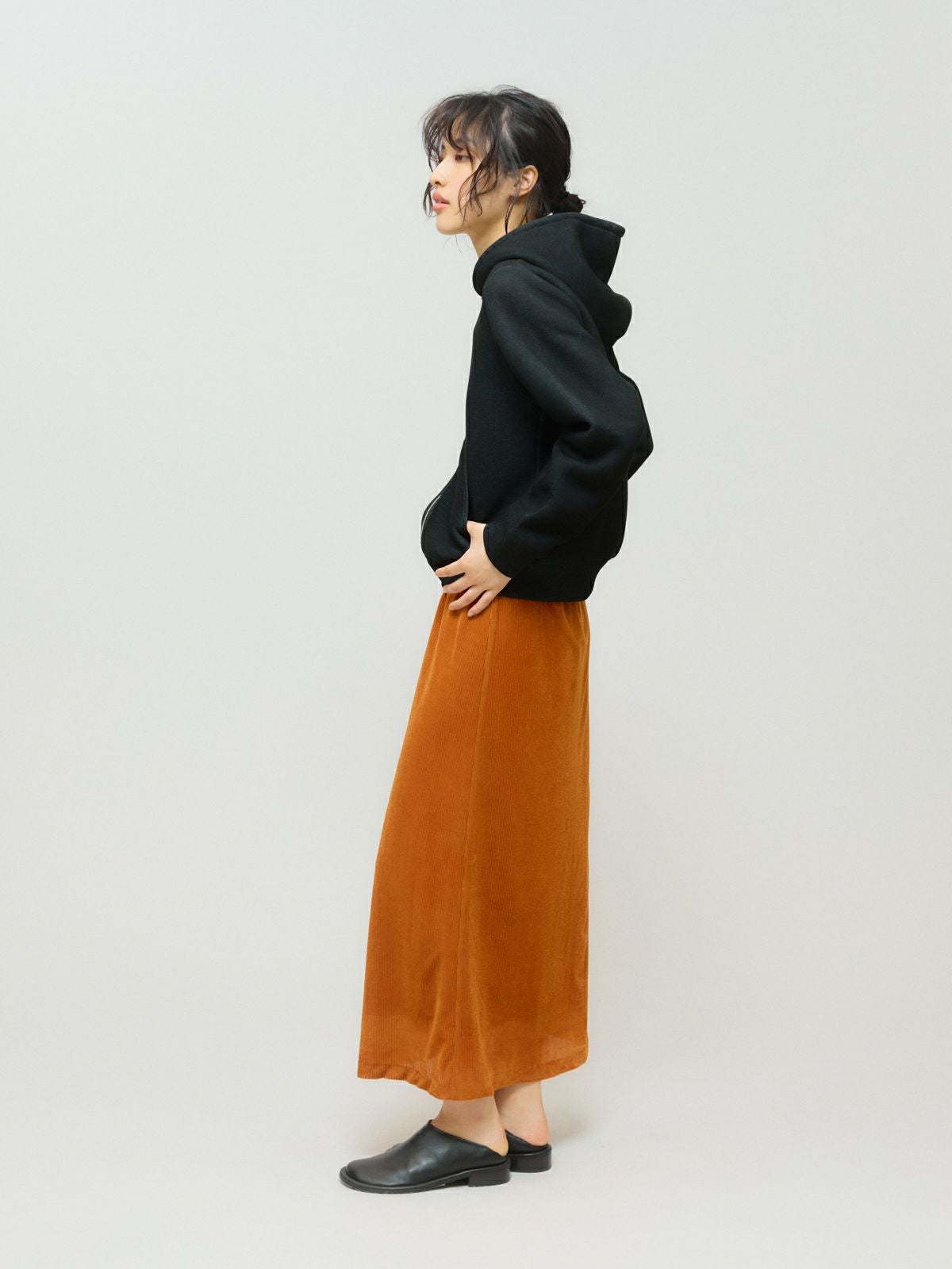 MIDIUMISOLID for Ladies シアーダブルニットジップパーカー