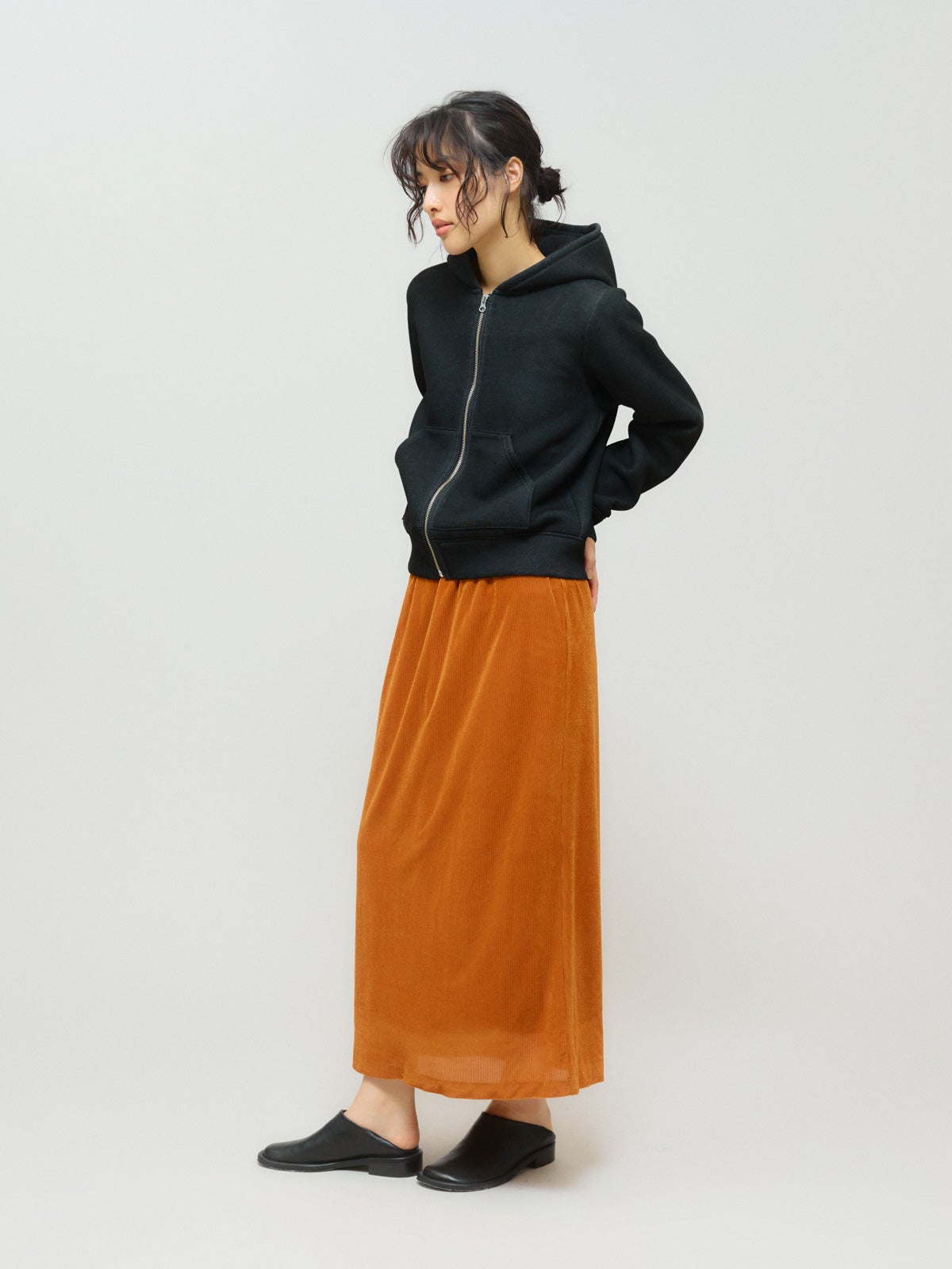 MIDIUMISOLID for Ladies シアーダブルニットジップパーカー
