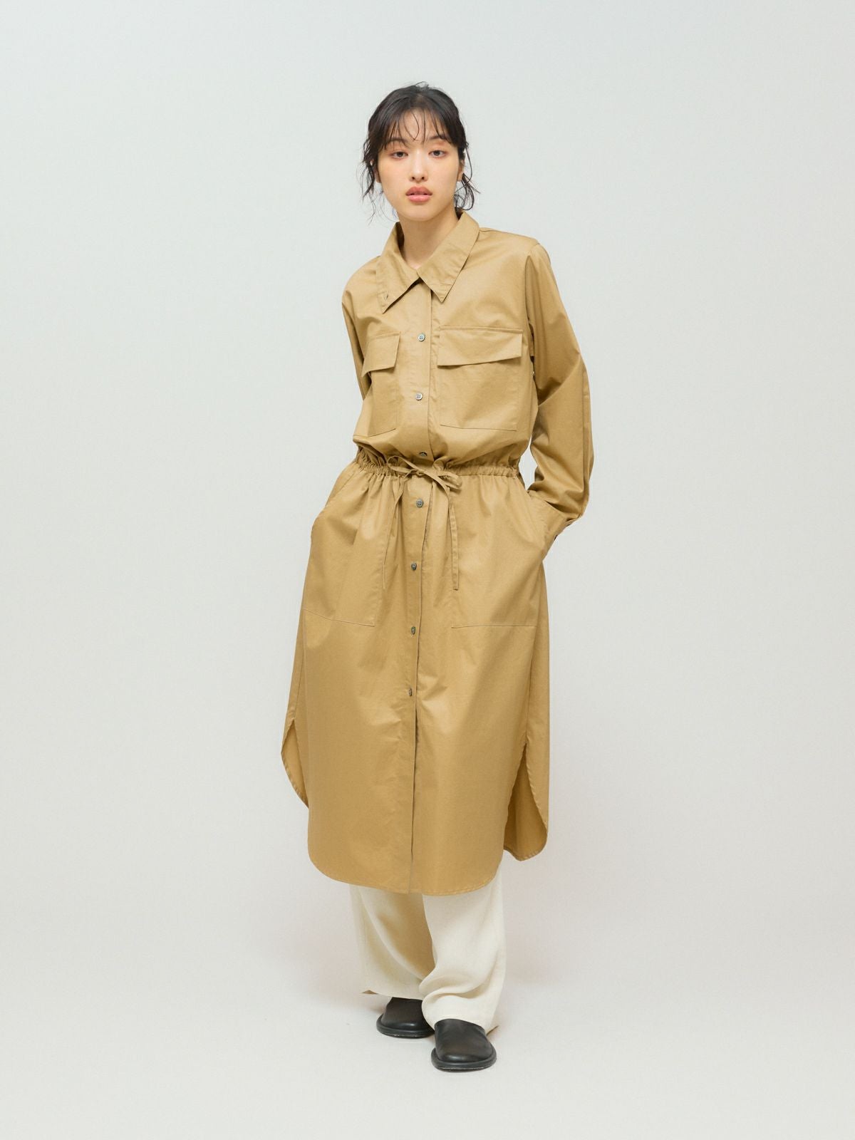 タグ付 MIDIUMISOLID for Ladies トレンチシャツ　ブラウス MIDIUMISOLID for Ladies ワークシャツワンピース｜ MARcourt ONLINE