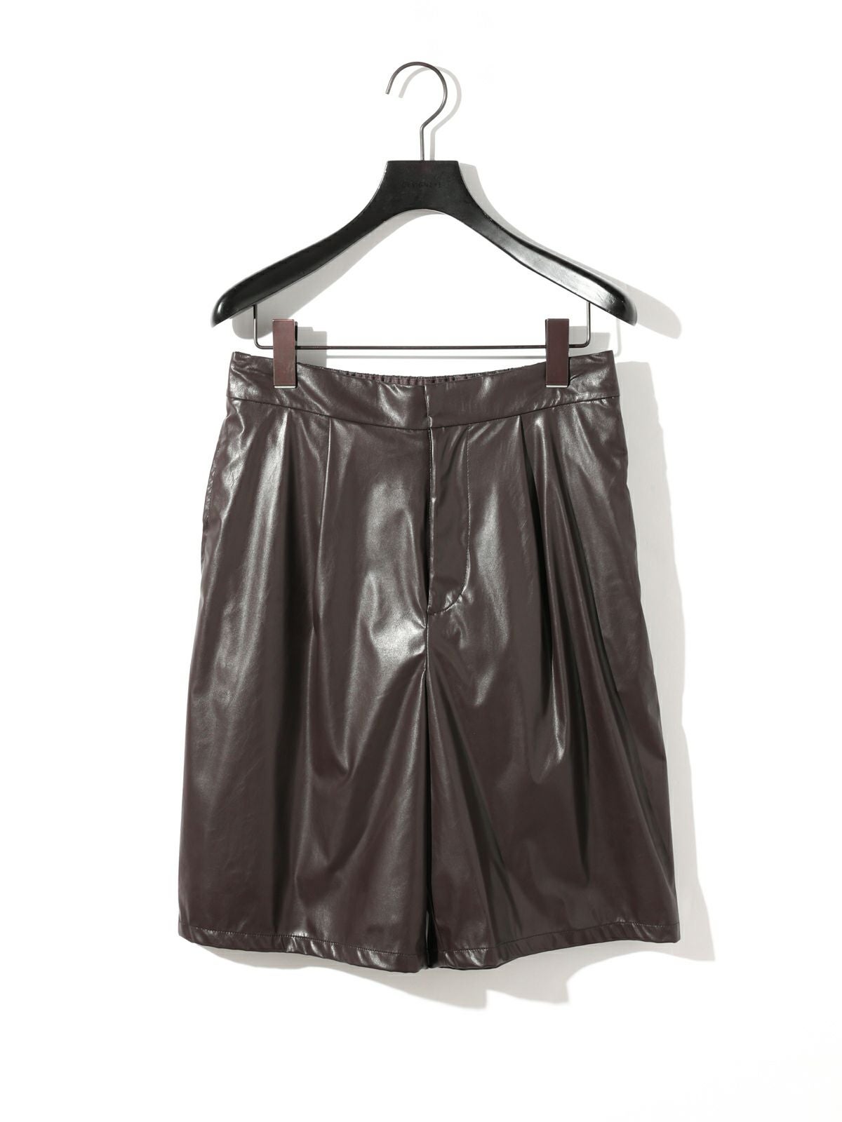 MIDIUMISOLID for Ladies シンセティックレザーショートパンツ[A