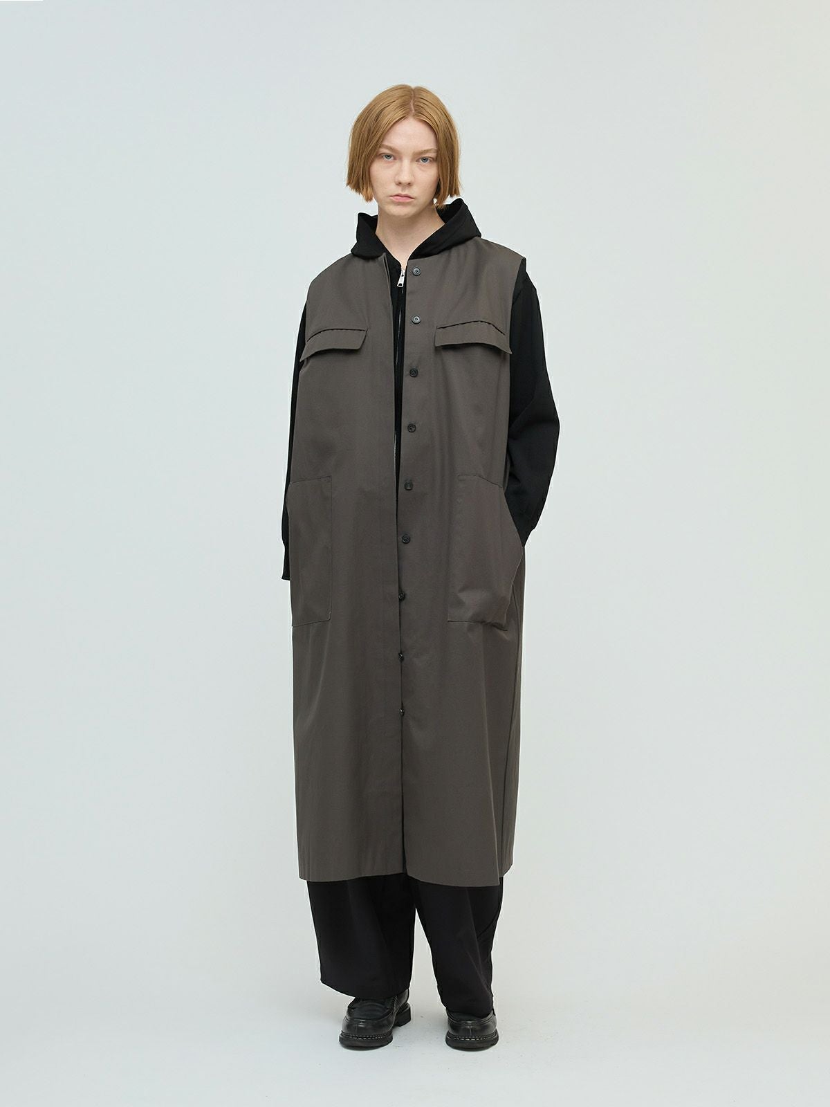 mizuiro ind ポケット付きクルーネックロングジレ｜ MARcourt ONLINE