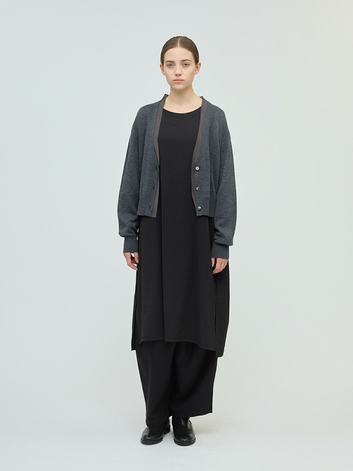 3/9(月)正午販売終了】mizuiro ind シフォンフリルVネックカーディガン