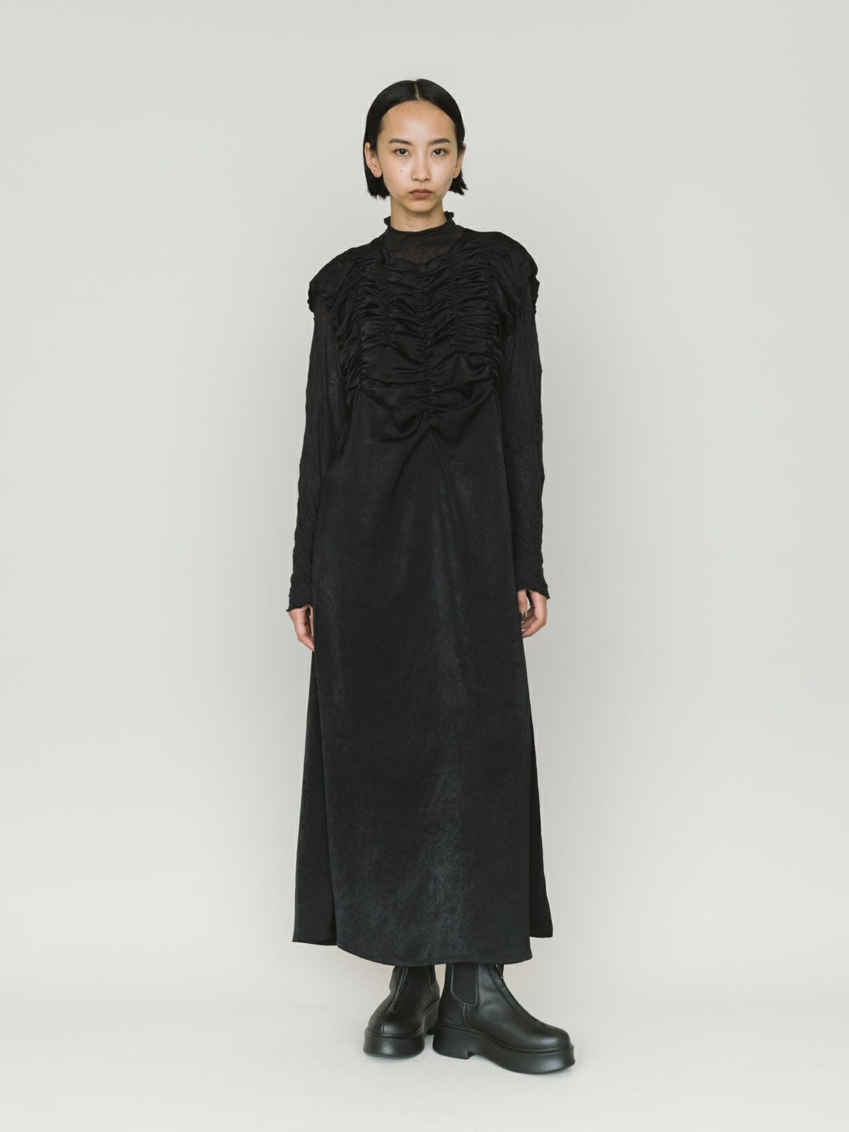 MIDIUMISOLID for Ladies ランダムシャーリングワンピース