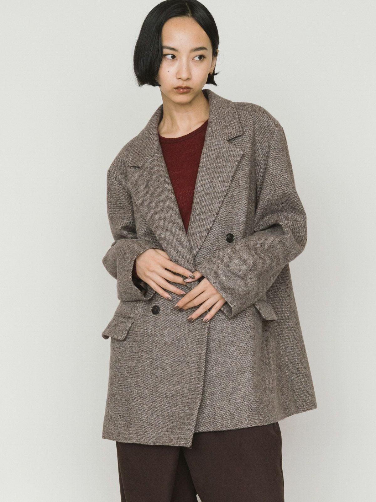 MIDIUMISOLID for Ladies ダブルブレストツイードジャケット