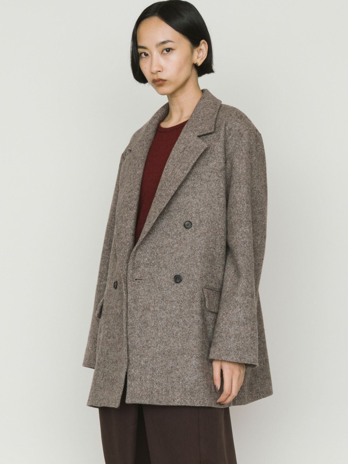 MIDIUMISOLID for Ladies ダブルブレストツイードジャケット