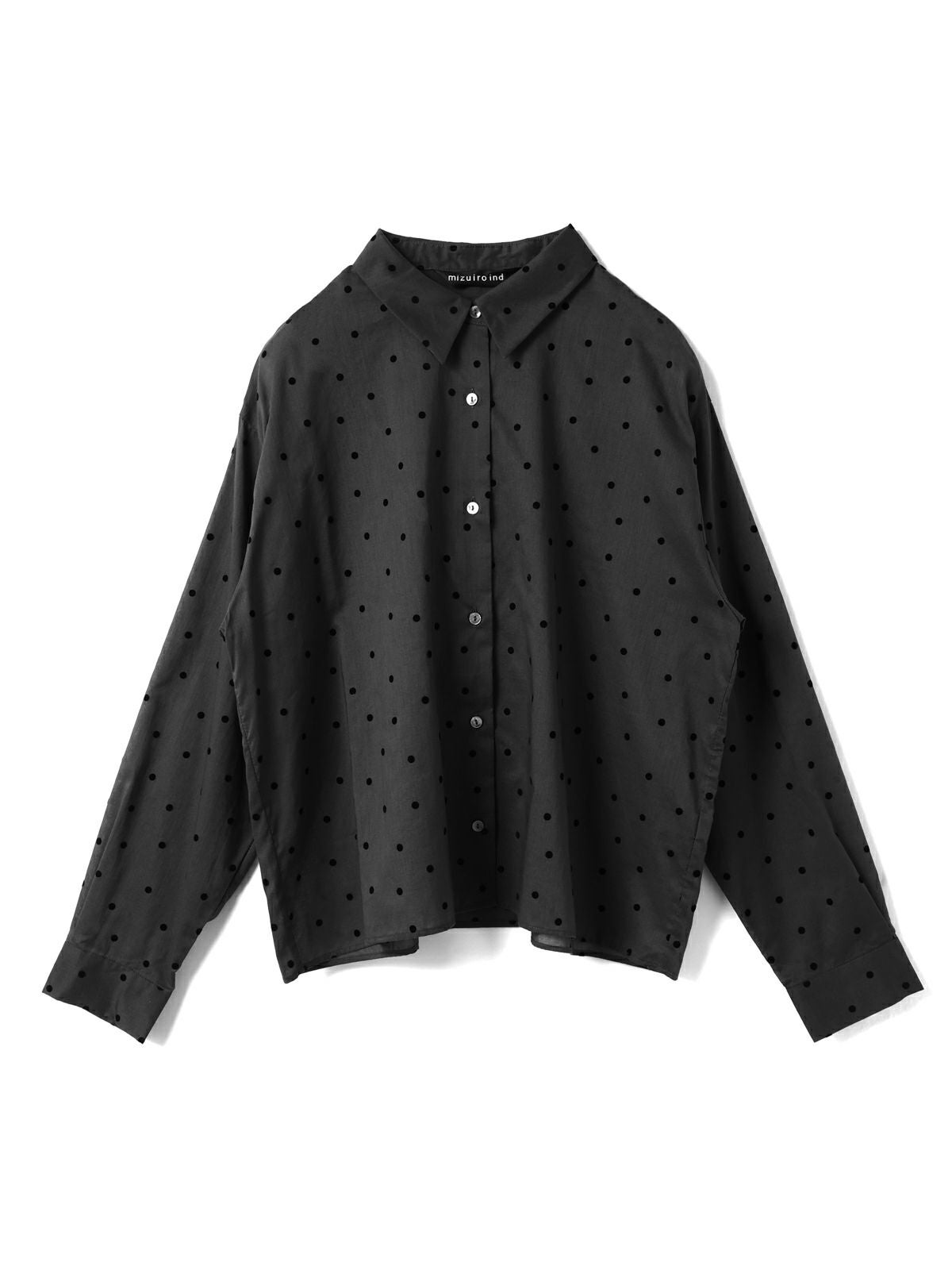 mizuiro ind フロッキードットプリントシャツ / ブラック mizuiro ind フロッキードットプリントシャツ｜ MARcourt ONLINE STORE