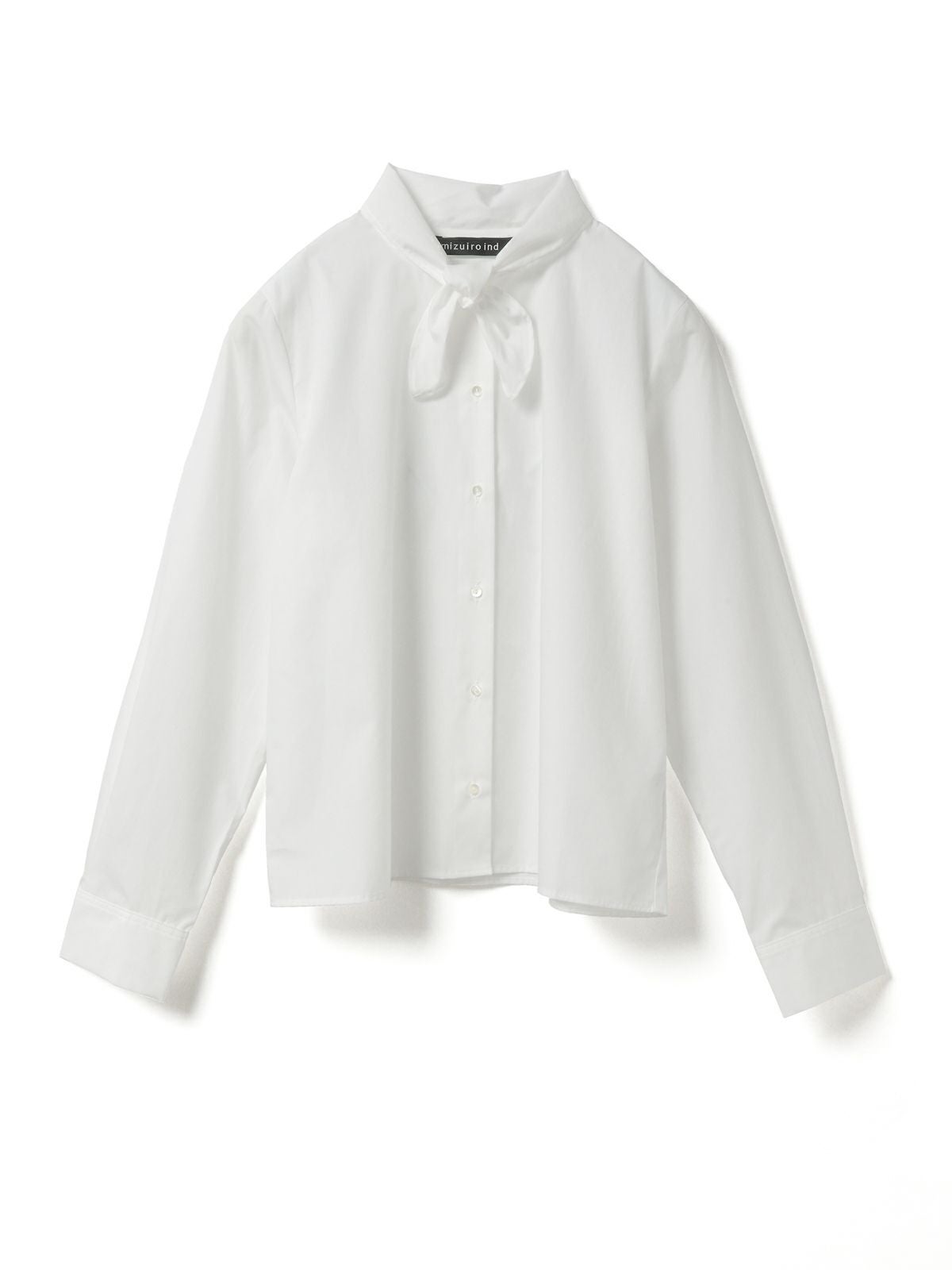 ✨未使用級✨ミズイロインド ボウタイブラウス コットン 近年モデル シェルボタン mizuiro ind リボンタイシャツ｜ MARcourt ONLINE STORE - マーコート