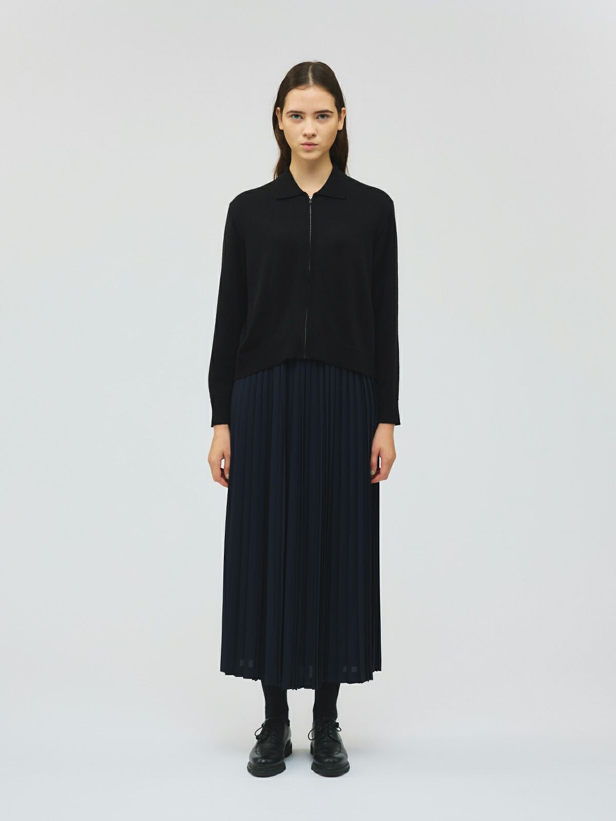 3/9(月)正午販売終了】mizuiro ind 襟付きジップカーディガン