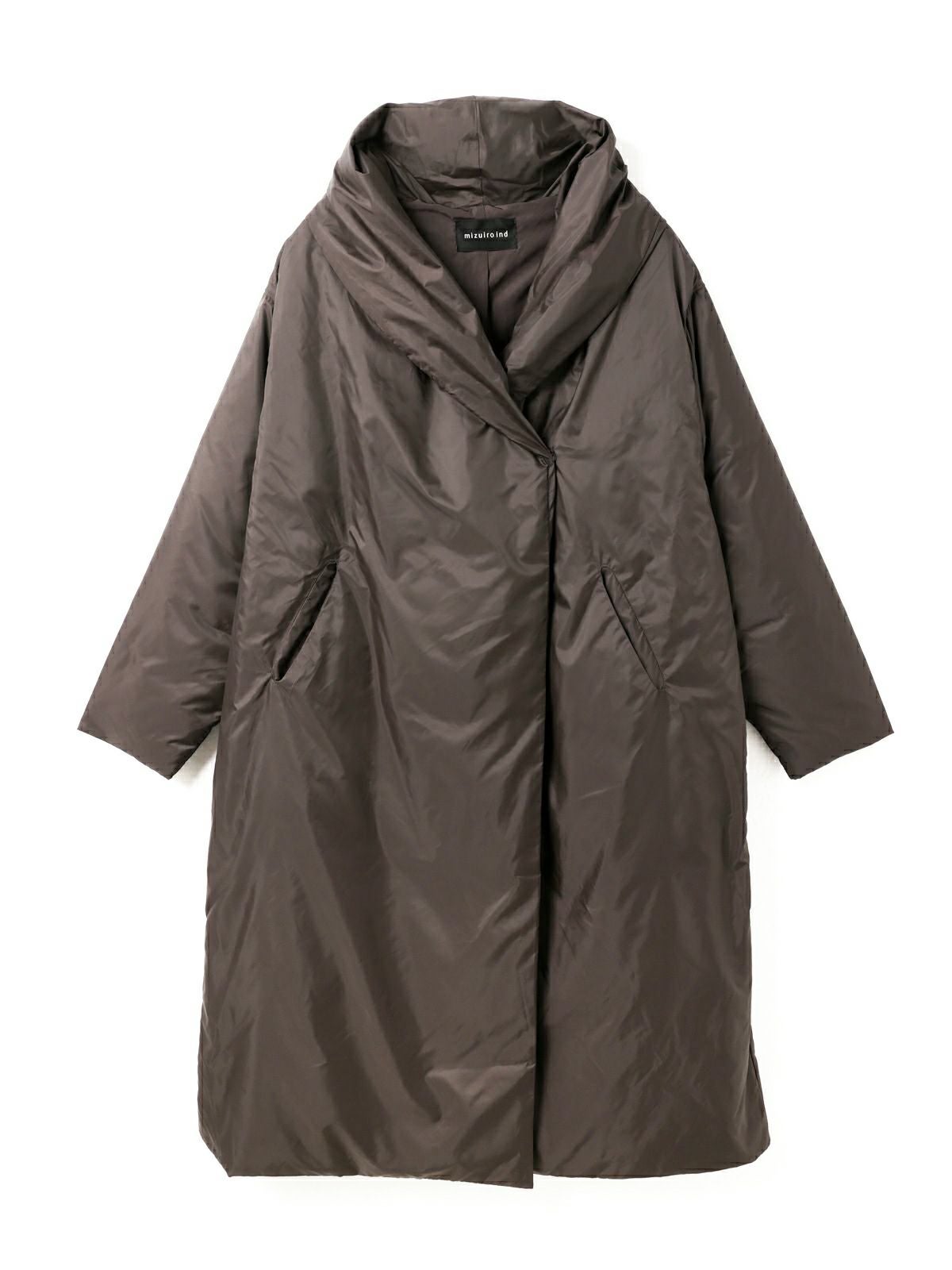 mizuiroind ミズイロインド ドレープライトダウンコート チャコール mizuiro ind ドレープライトダウンコート｜ MARcourt ONLINE STORE