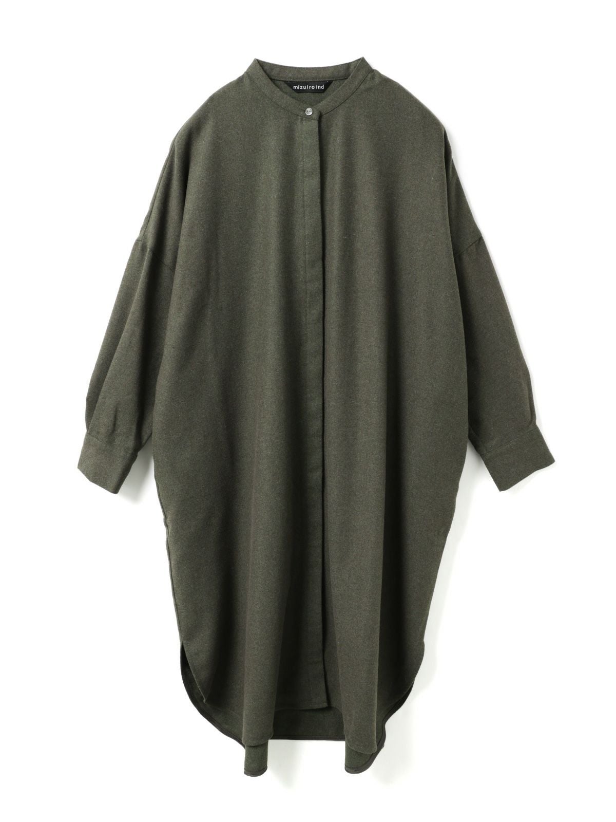 mizuiro ind ウールブレンドスタンドカラーシャツワンピース