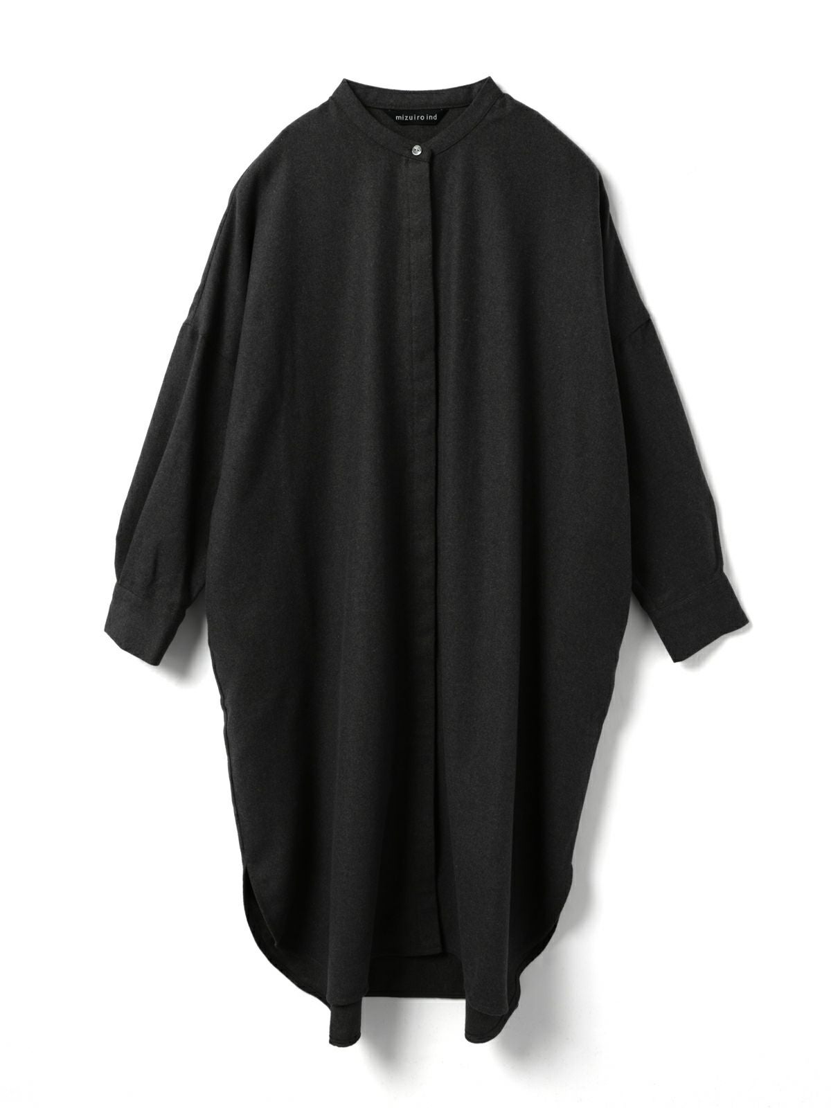 mizuiro ind ウールブレンドスタンドカラーシャツワンピース