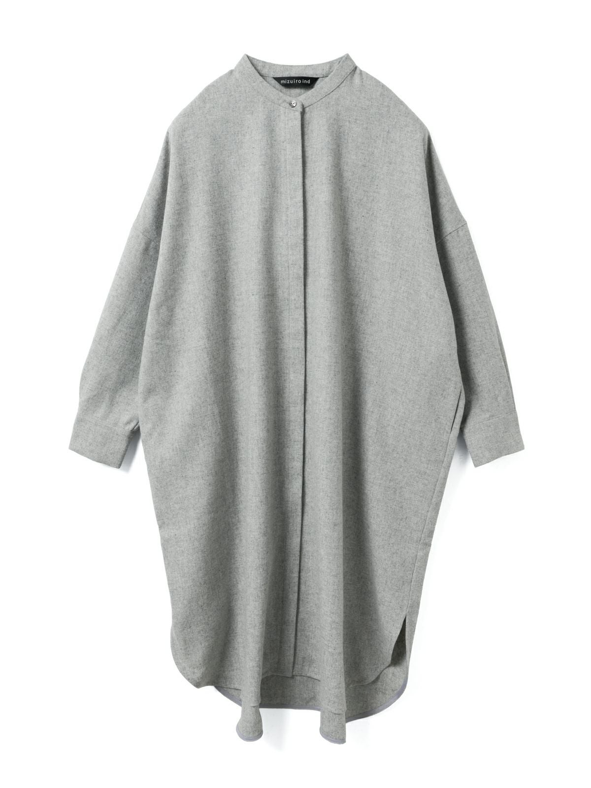 mizuiro ind ウールブレンドスタンドカラーシャツワンピース
