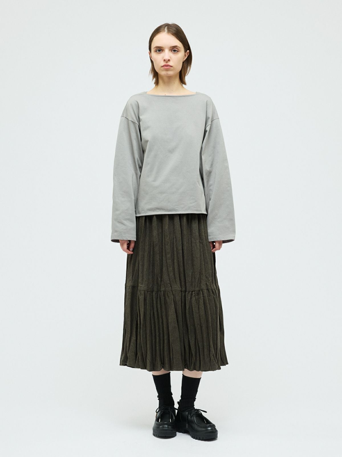 mizuiro ind ウールブレンドティアードワッシャースカート｜ MARcourt