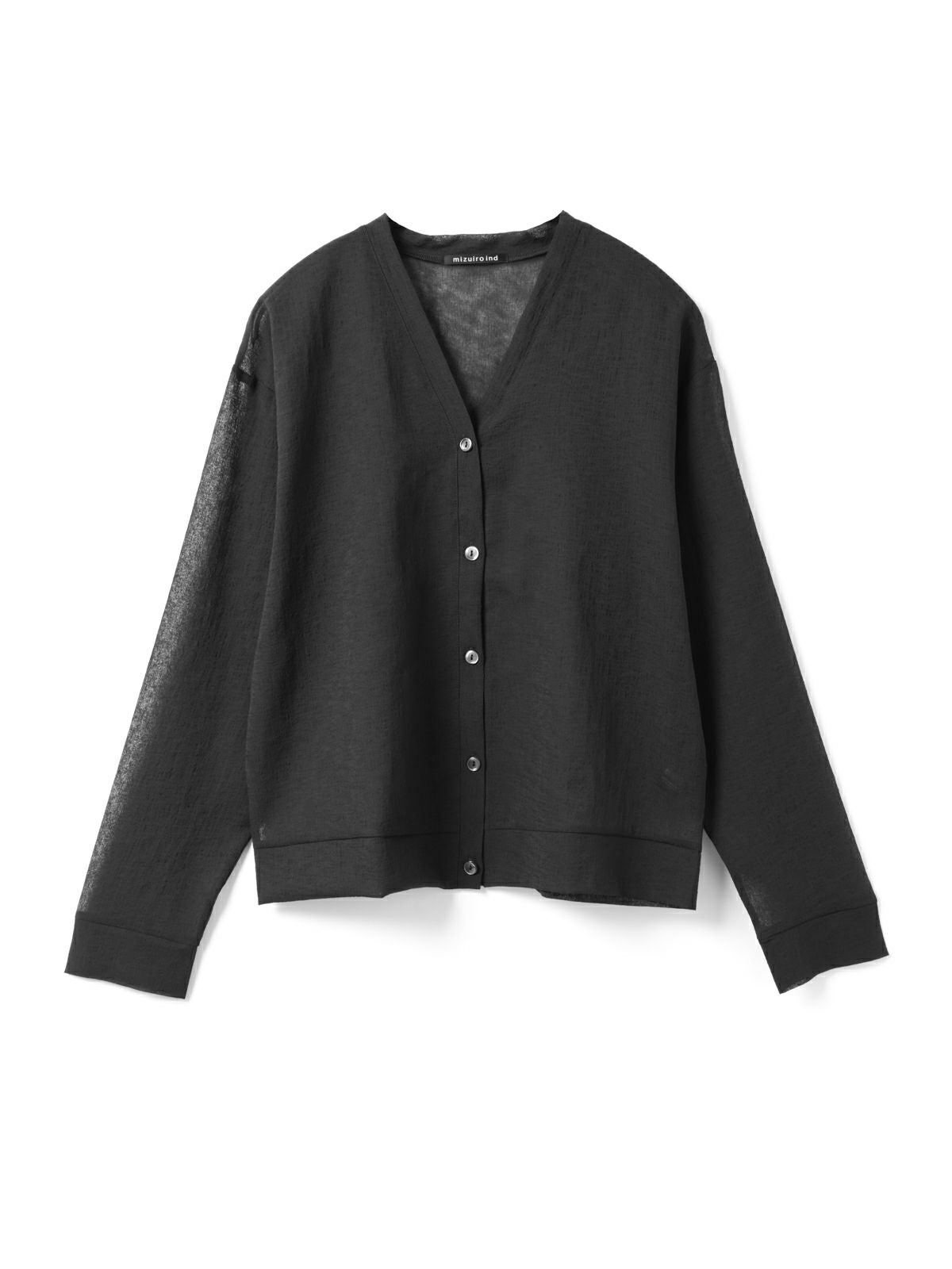Cotton Sheer Vネック カーディガンブラック 洗える】ナチュラルなシアー感が魅力 Vネックカーディガン