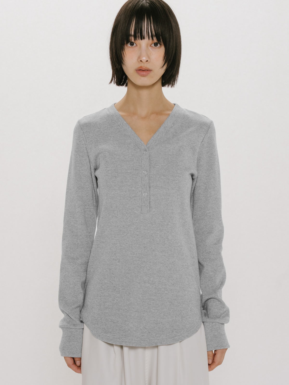 MIDIUMISOLID for Ladies リブヘンリーネックプルオーバー｜ MARcourt