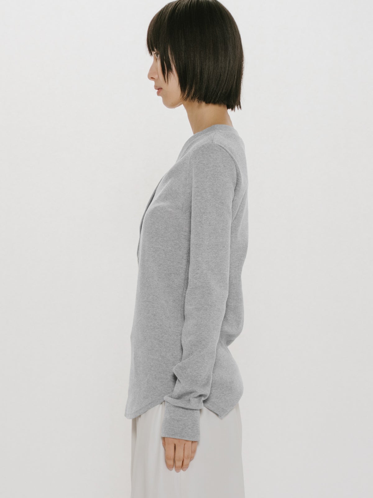 MIDIUMISOLID for Ladies リブヘンリーネックプルオーバー｜ MARcourt