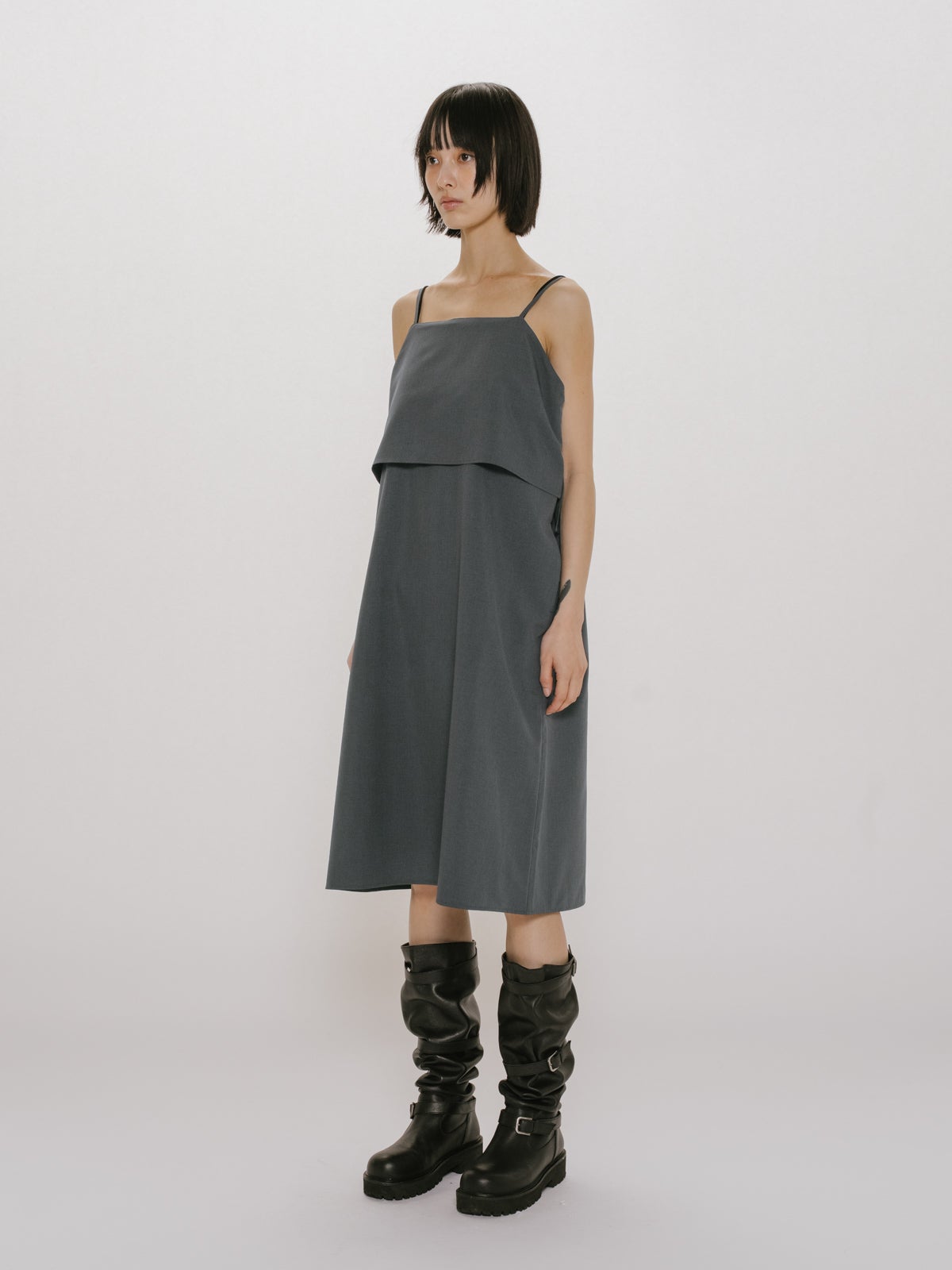 MIDIUMISOLID for Ladies レイヤードキャミソールワンピース