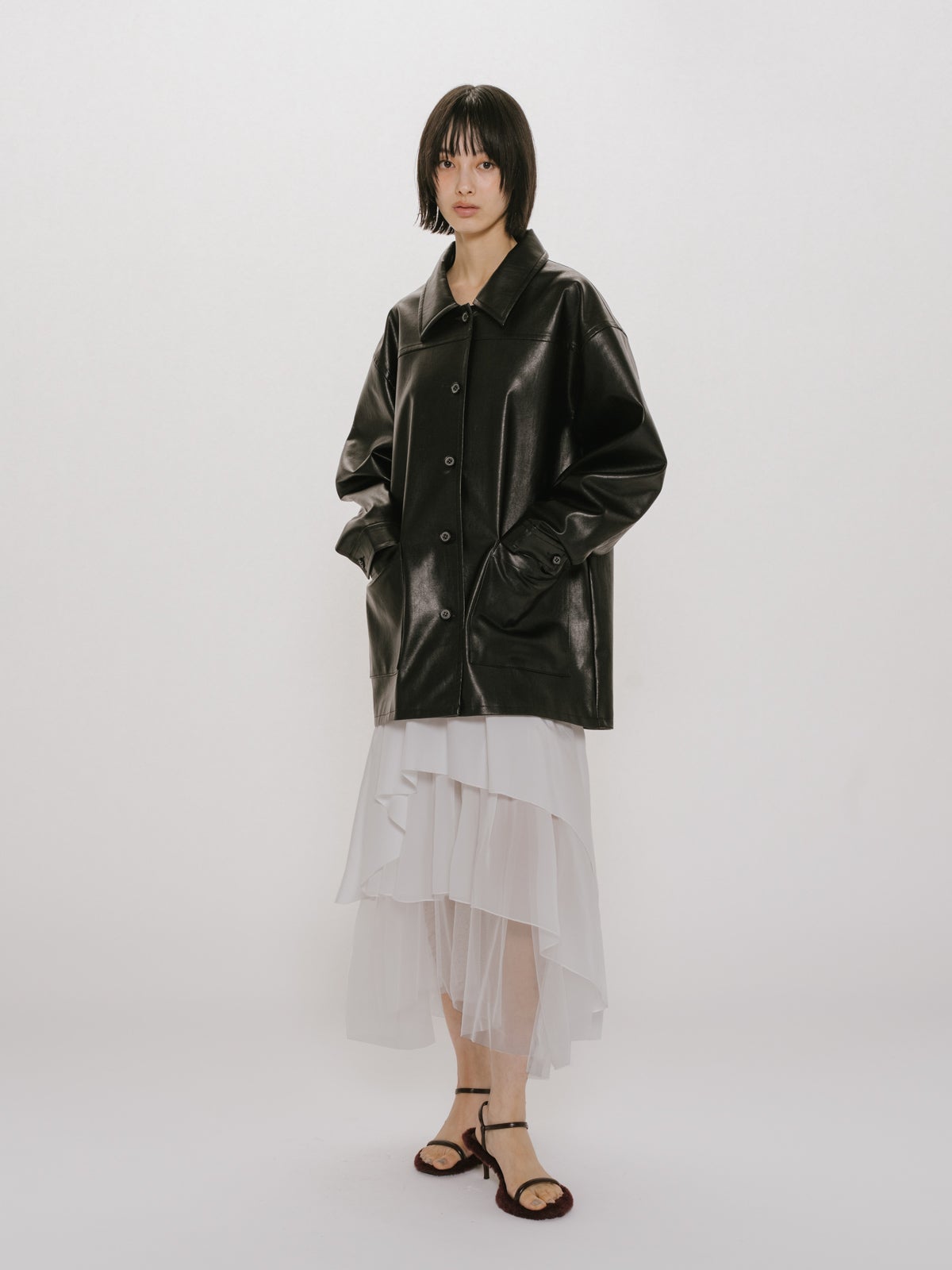 MIDIUMISOLID for Ladies アシンメトリーティアードスカート
