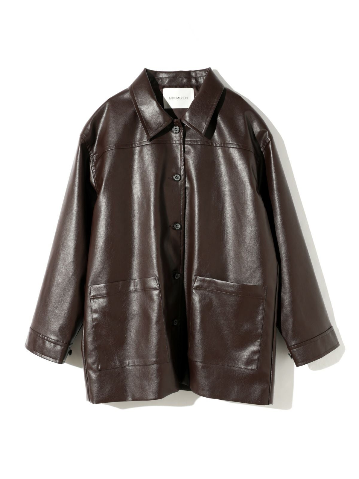 MIDIUMISOLID for Ladies シンセティックレザーオーバーサイズブルゾン
