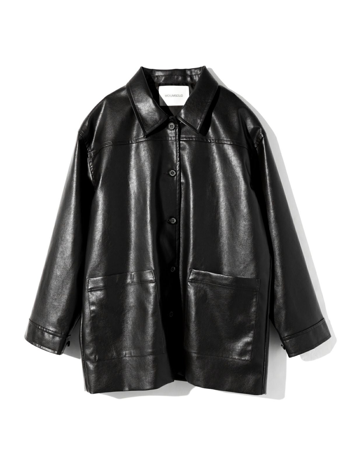 MIDIUMISOLID for Ladies シンセティックレザーオーバーサイズブルゾン