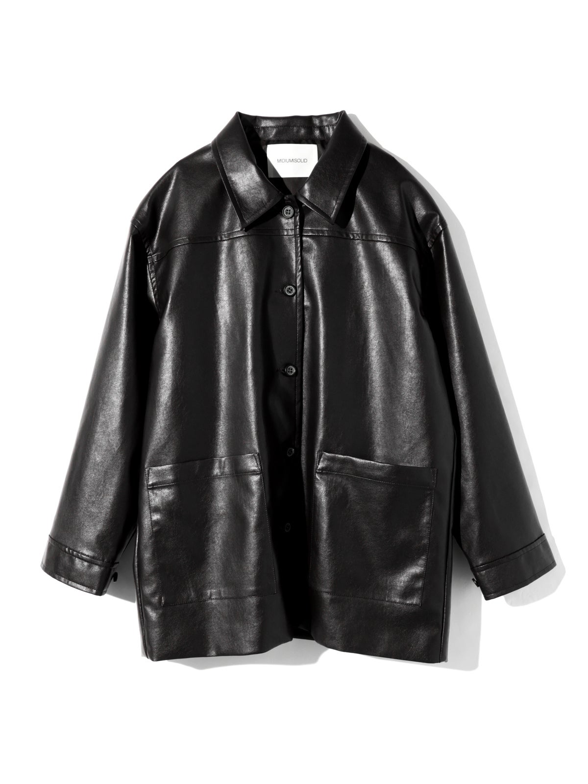 MIDIUMISOLID for Ladies シンセティックレザーオーバーサイズブルゾン