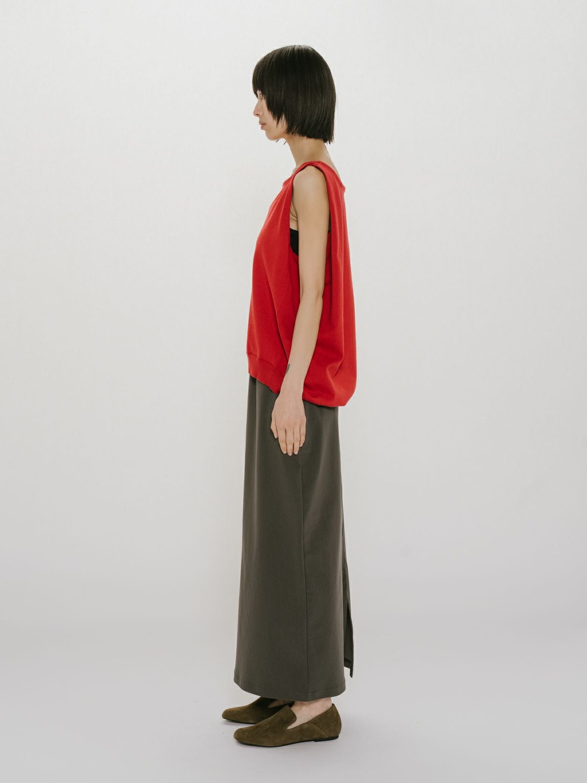 MIDIUMISOLID for Ladies タックノースリーブワイドベスト｜ MARcourt