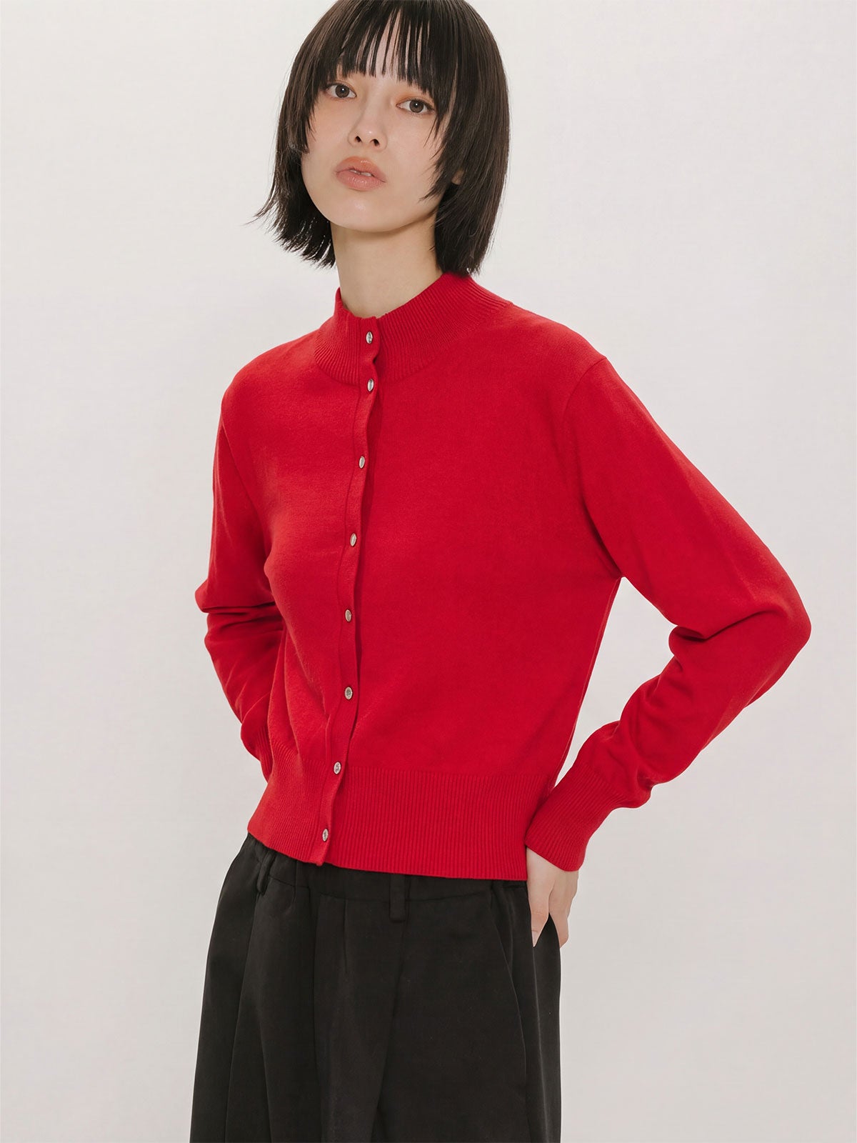 MIDIUMISOLID for Ladies ハイネックショートカーディガン｜ MARcourt