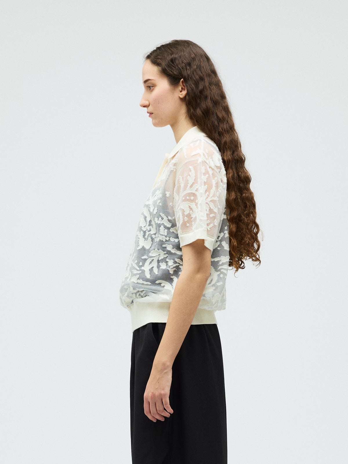 mizuiro ind メッシュ刺繍ポロプルオーバー｜ MARcourt ONLINE STORE