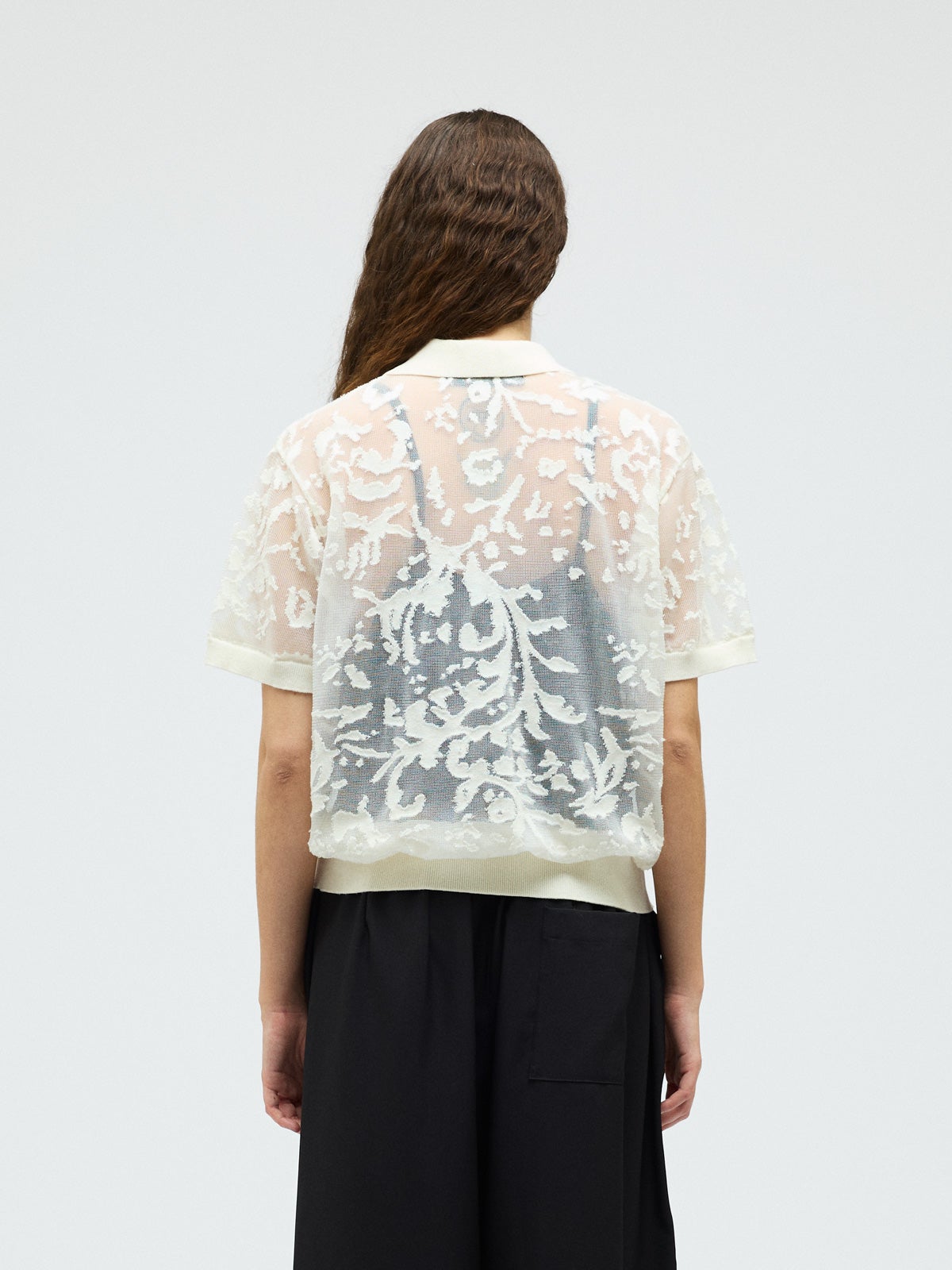 mizuiro ind メッシュ刺繍ポロプルオーバー｜ MARcourt ONLINE STORE