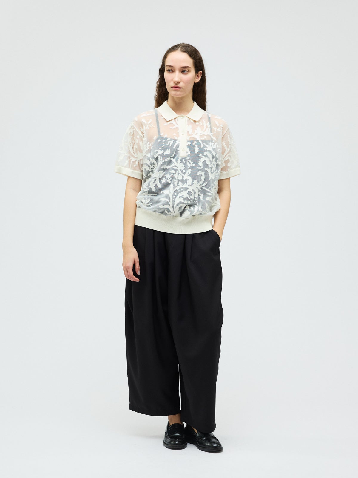 mizuiro ind メッシュ刺繍ポロプルオーバー｜ MARcourt ONLINE STORE